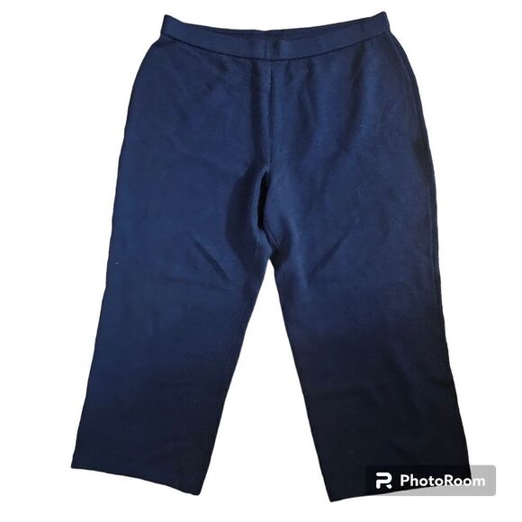 St John Collection Knit Cropped Wide Leg Pants Blue 14